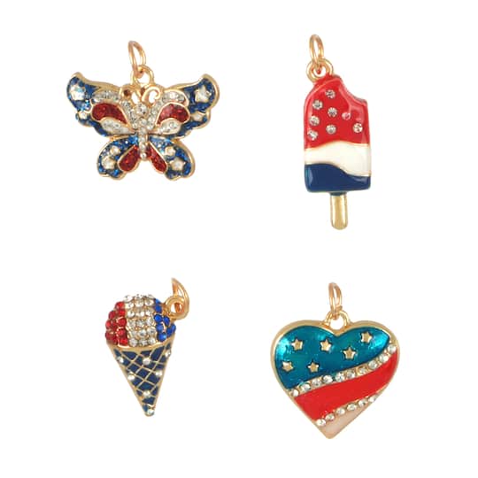 Gold & Rhinestone USA Charms Set by Bead Landing™